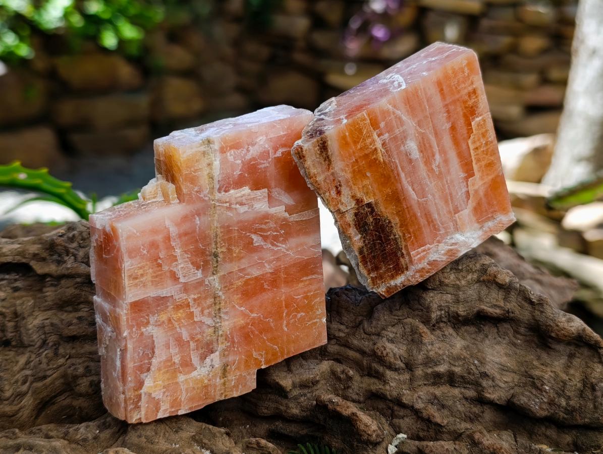 Natural Rhombohedral Sunset Orange Calcite Specimens x 12 From Spitzkop, Namibia - Toprock Gemstones and Minerals 