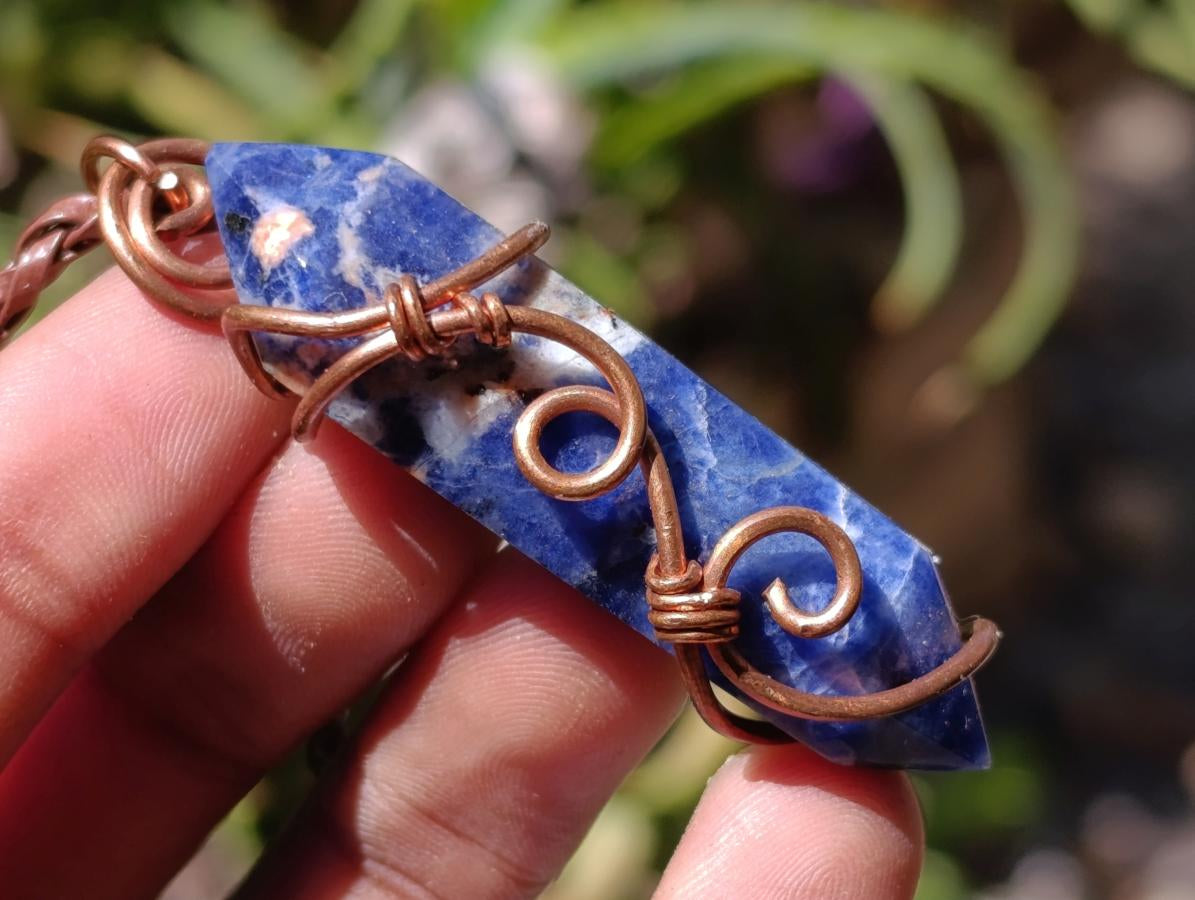 Hand Made Sodalite Copper Wire Wrapped Stone Necklaces x 12 From Namibia - Toprock Gemstones and Minerals 