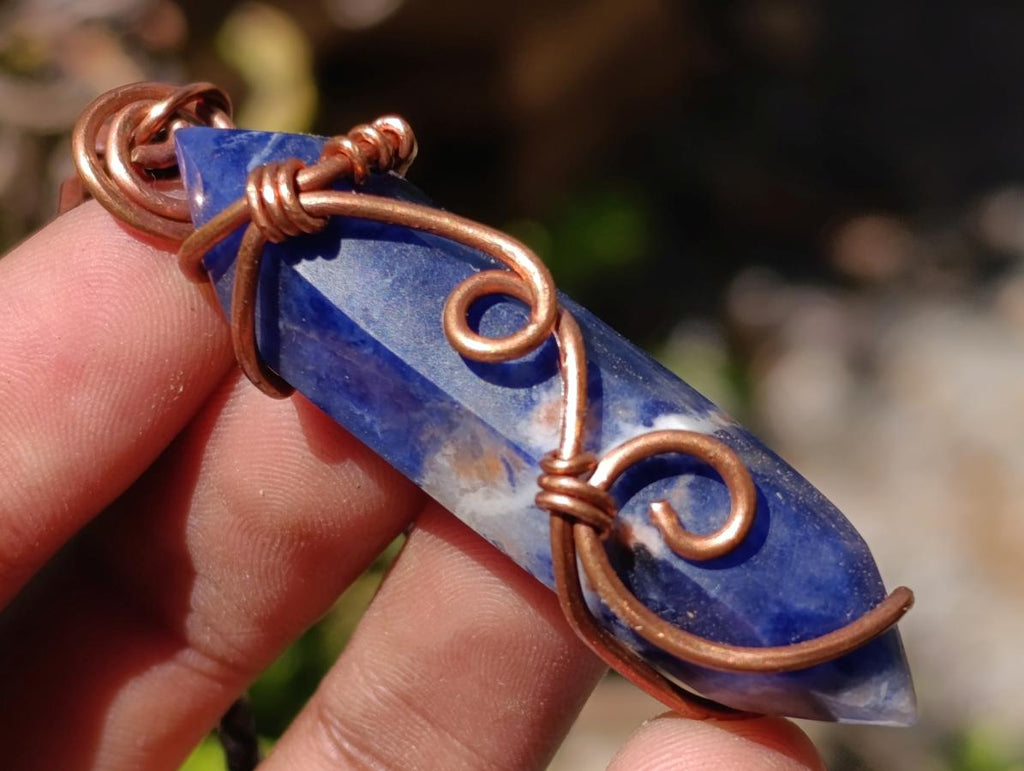 Hand Made Sodalite Copper Wire Wrapped Stone Necklaces x 12 From Namibia - Toprock Gemstones and Minerals 