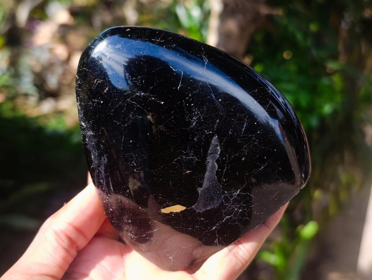 Polished Black Tourmaline Standing Free Forms x 3 From Madagascar