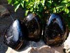 Polished Black Tourmaline Standing Free Forms x 3 From Madagascar