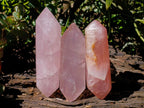 Polished Double Terminated Gemmy Rose Quartz Crystals x 3 From Madagascar - Toprock Gemstones and Minerals 