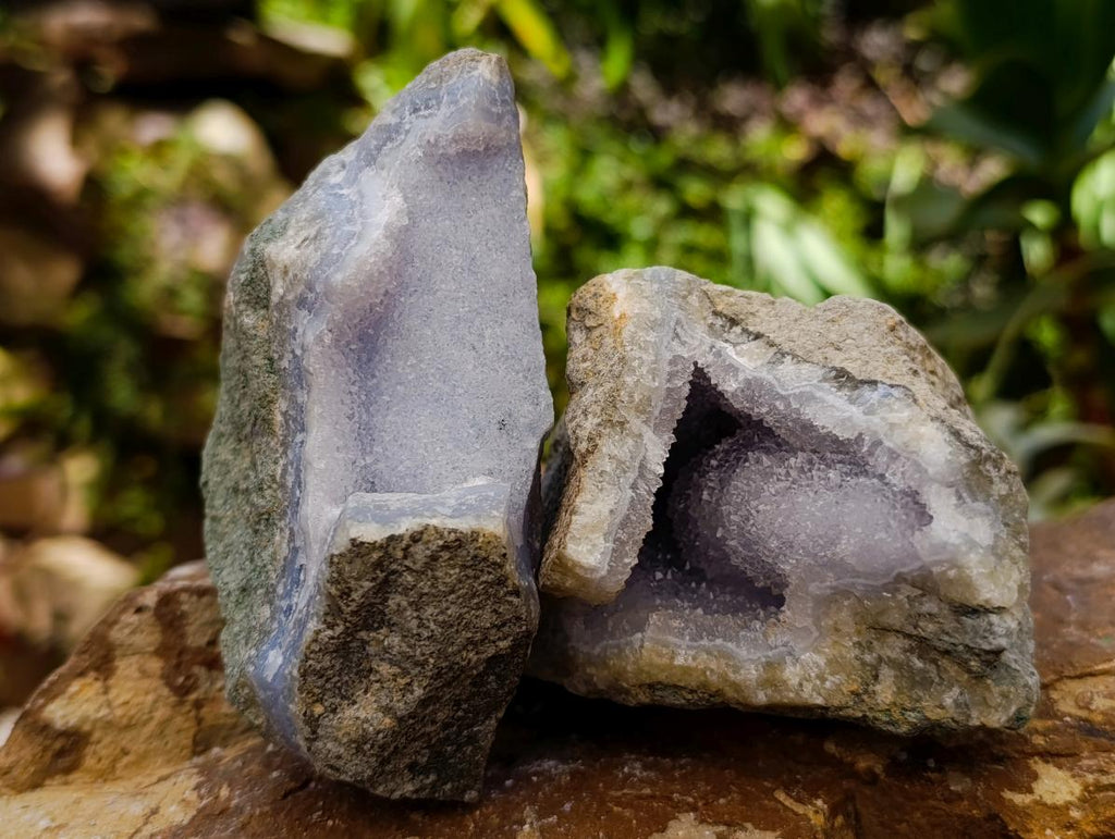 Natural Blue Lace Agate Geode Specimens x 6 From Nsanje, Malawi - Toprock Gemstones and Minerals 