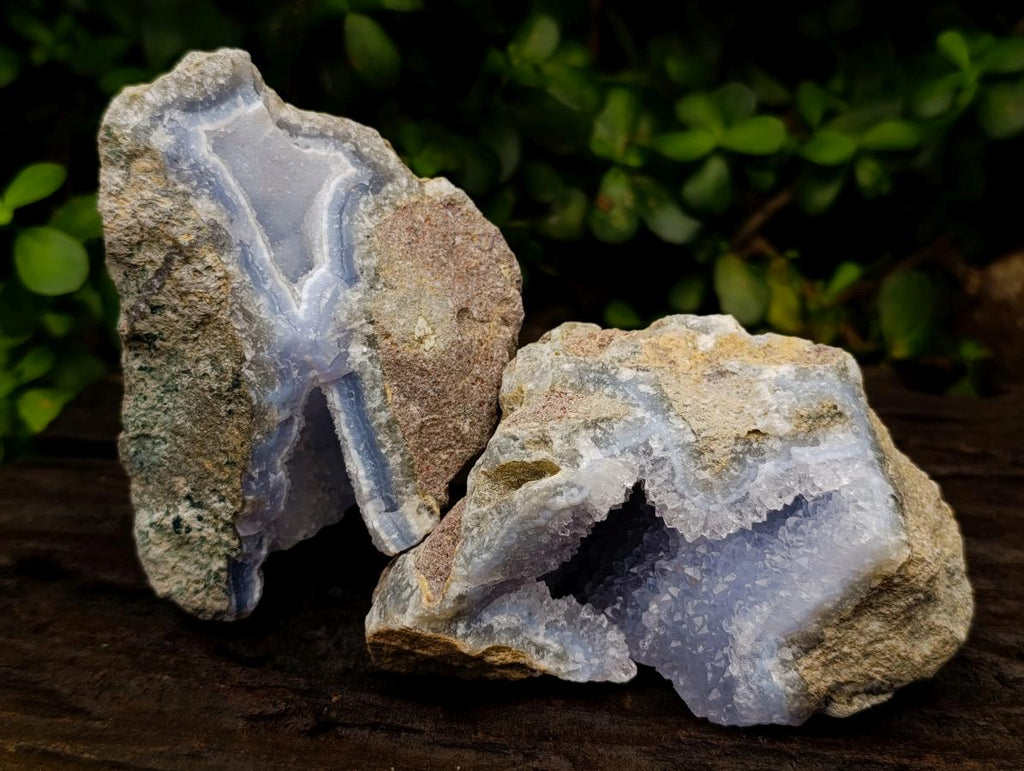 Natural Blue Lace Agate Geode Specimens x 6 From Nsanje, Malawi - Toprock Gemstones and Minerals 