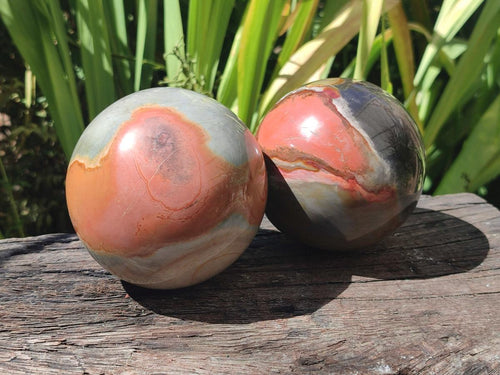 Polished Polychrome Jasper Spheres x 3 From NW Coast, Madagascar - Toprock Gemstones and Minerals 