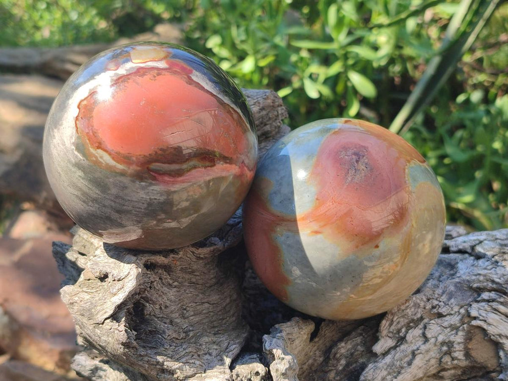 Polished Polychrome Jasper Spheres x 3 From NW Coast, Madagascar - Toprock Gemstones and Minerals 