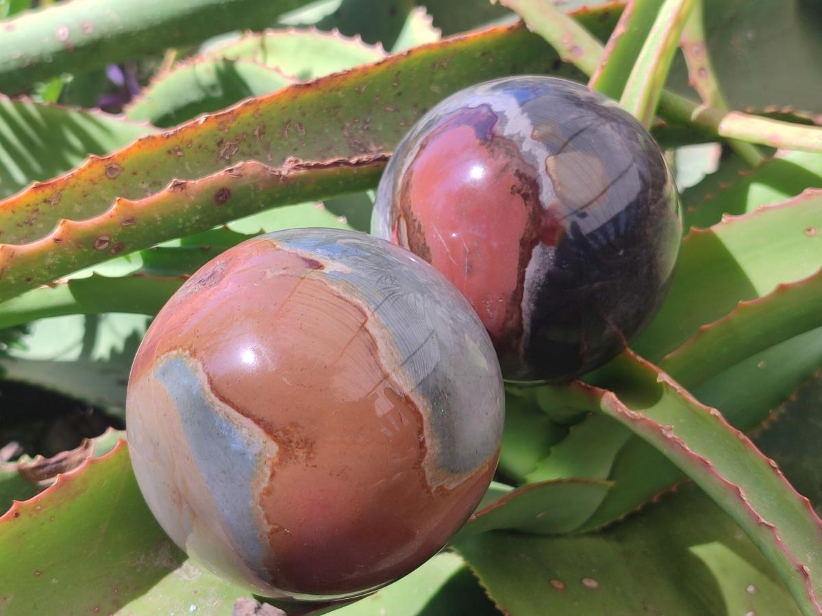 Polished Polychrome Jasper Spheres x 3 From NW Coast, Madagascar - Toprock Gemstones and Minerals 