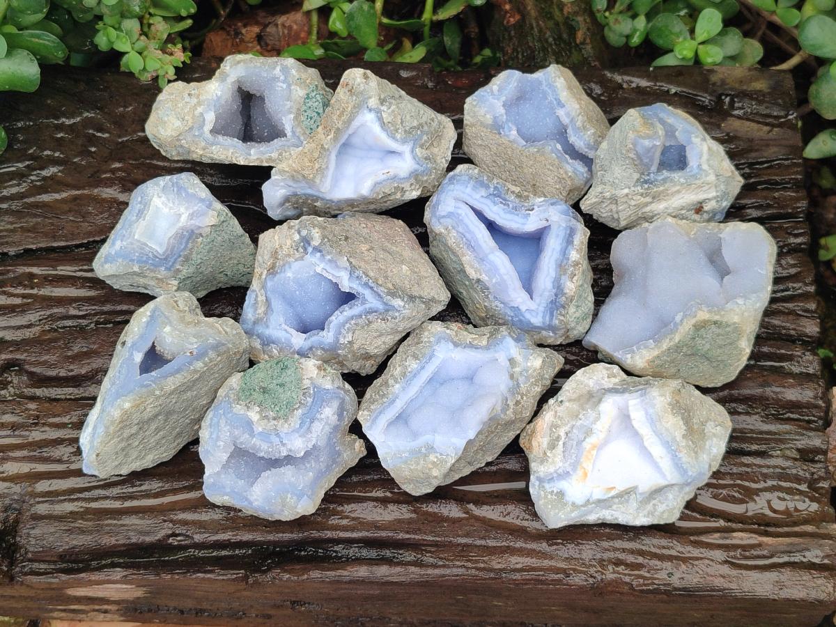 Natural Blue Lace Agate Geodes and Clusters Specimens x 12 From Nsanje, Malawi