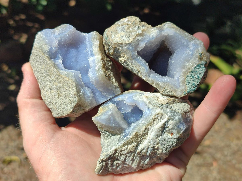 Natural Blue Lace Agate Geodes and Clusters Specimens x 12 From Nsanje, Malawi
