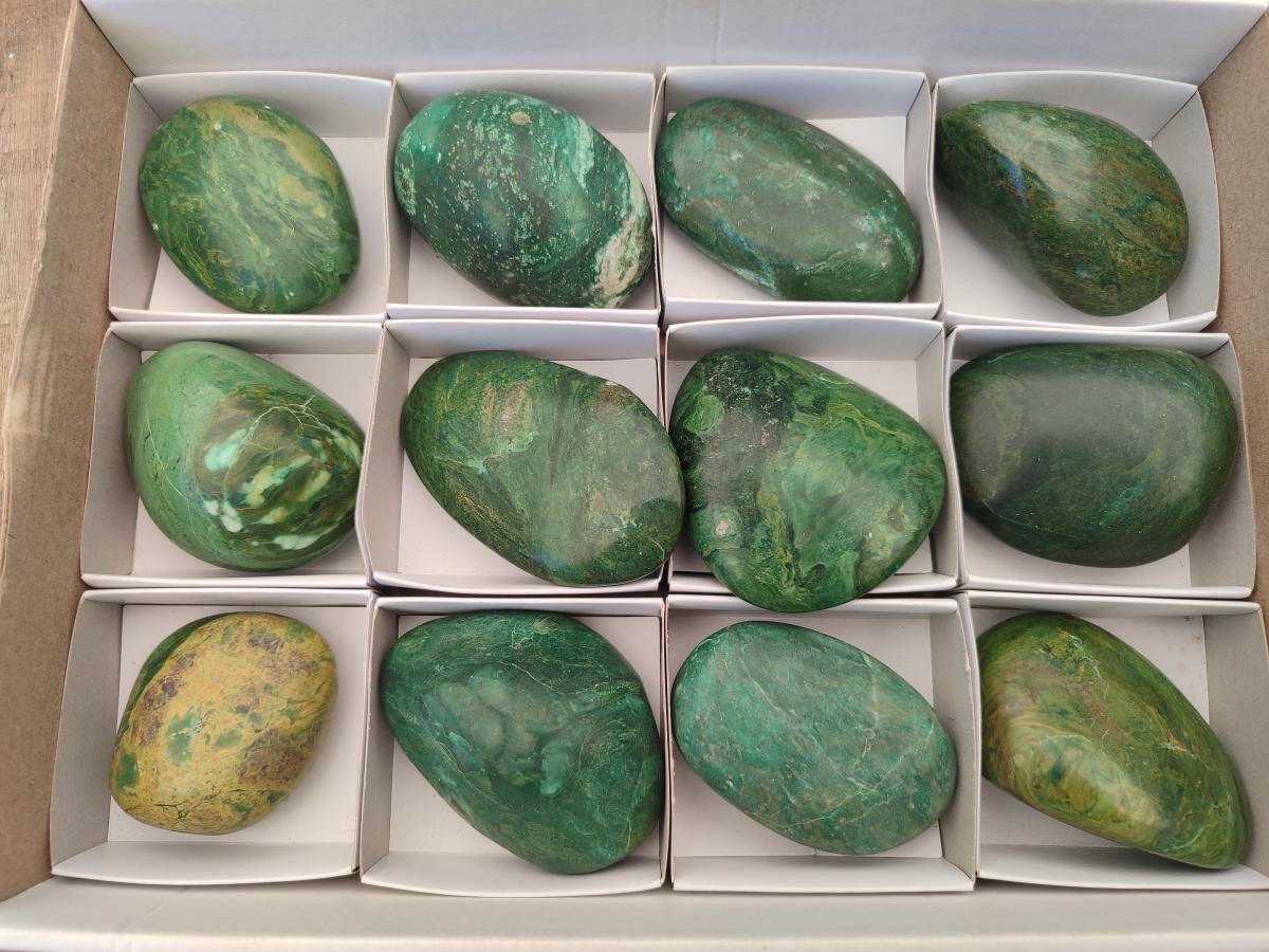 Polished Verdite Free Forms x 12 From Zimbabwe