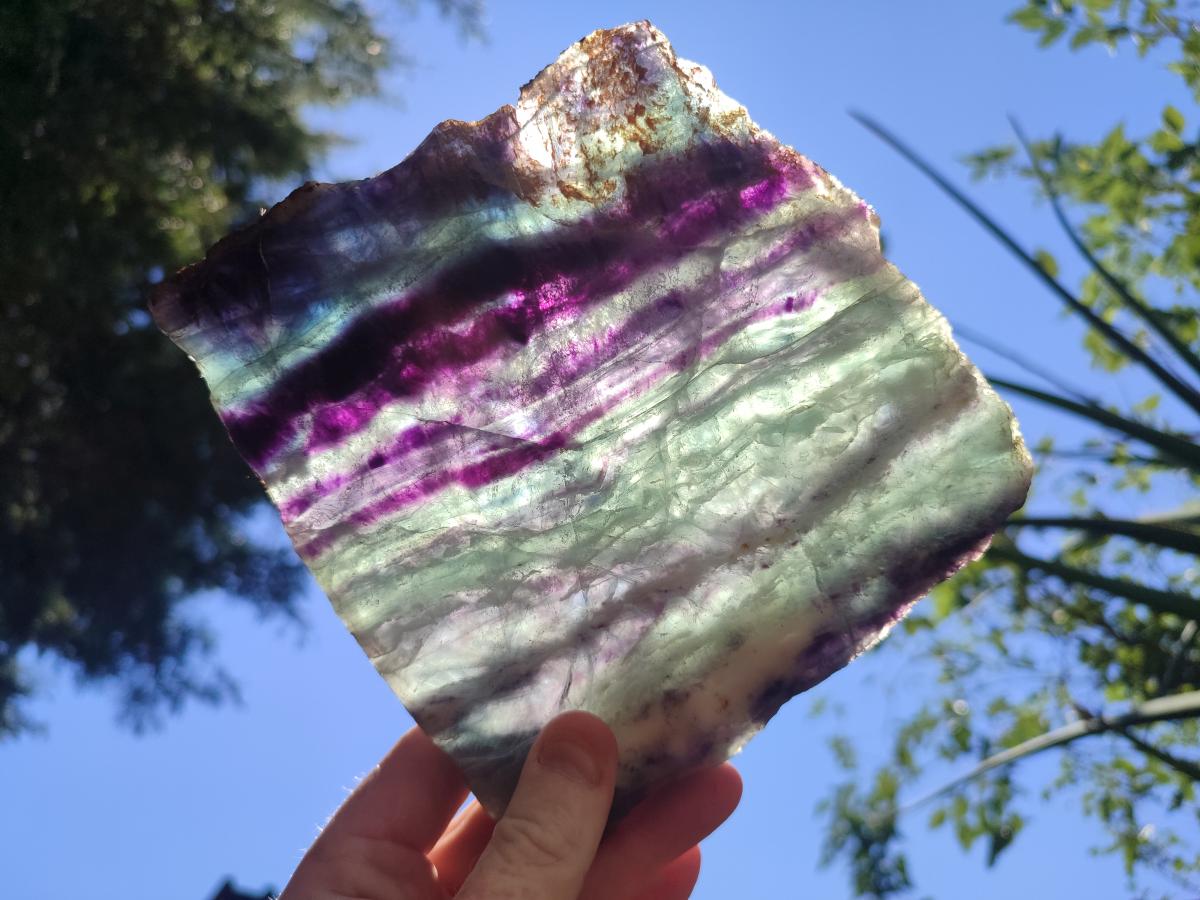 Polished Watermelon Fluorite Slices x 2 From Uis, Namibia