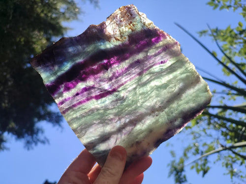 Polished Watermelon Fluorite Slices x 2 From Uis, Namibia