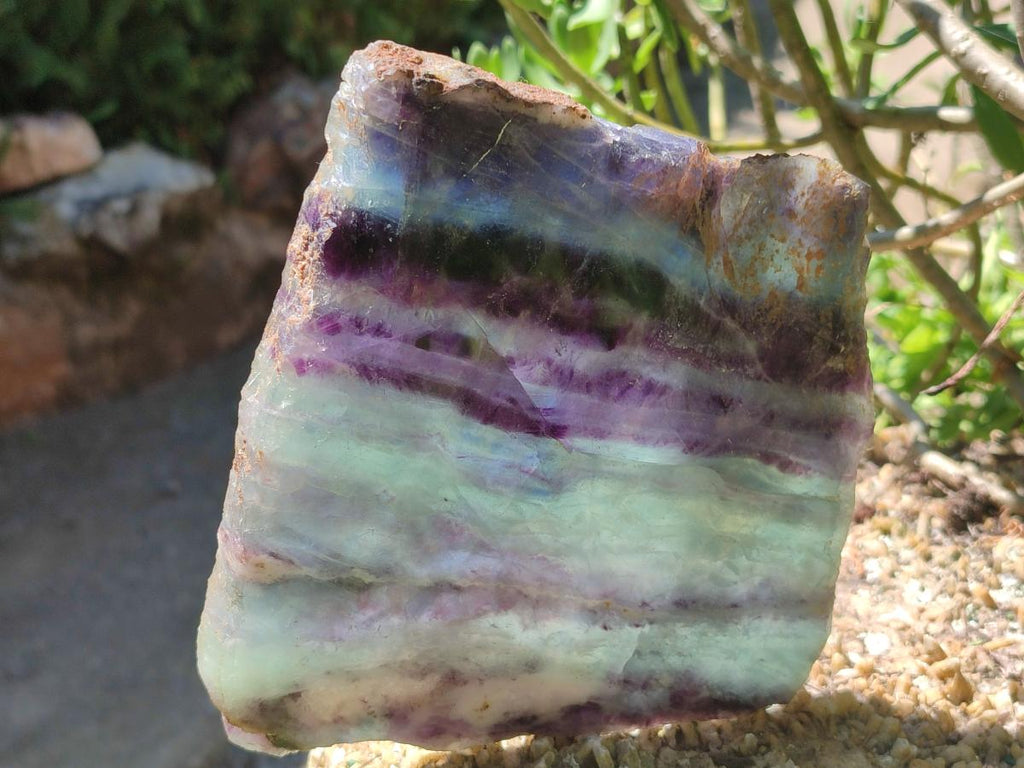 Polished Watermelon Fluorite Slices x 2 From Uis, Namibia