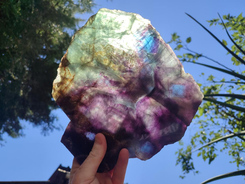 Polished Watermelon Fluorite Slices x 2 From Uis, Namibia