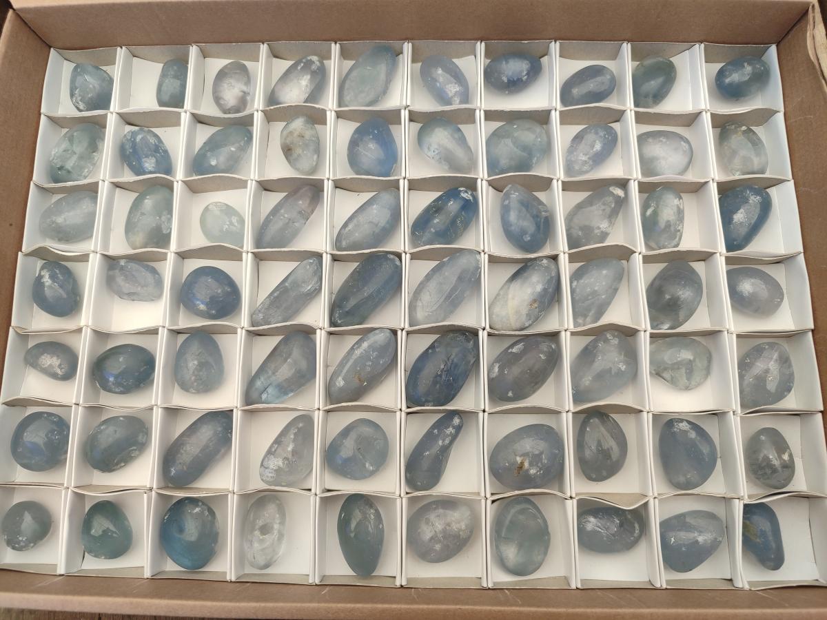 Polished Mini Blue Celestite Free Forms x 70 From Sakoany, Madagascar