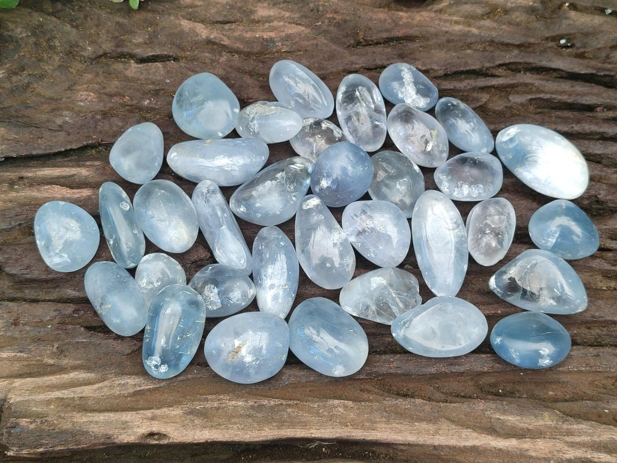 Polished Mini Blue Celestite Free Forms x 70 From Sakoany, Madagascar