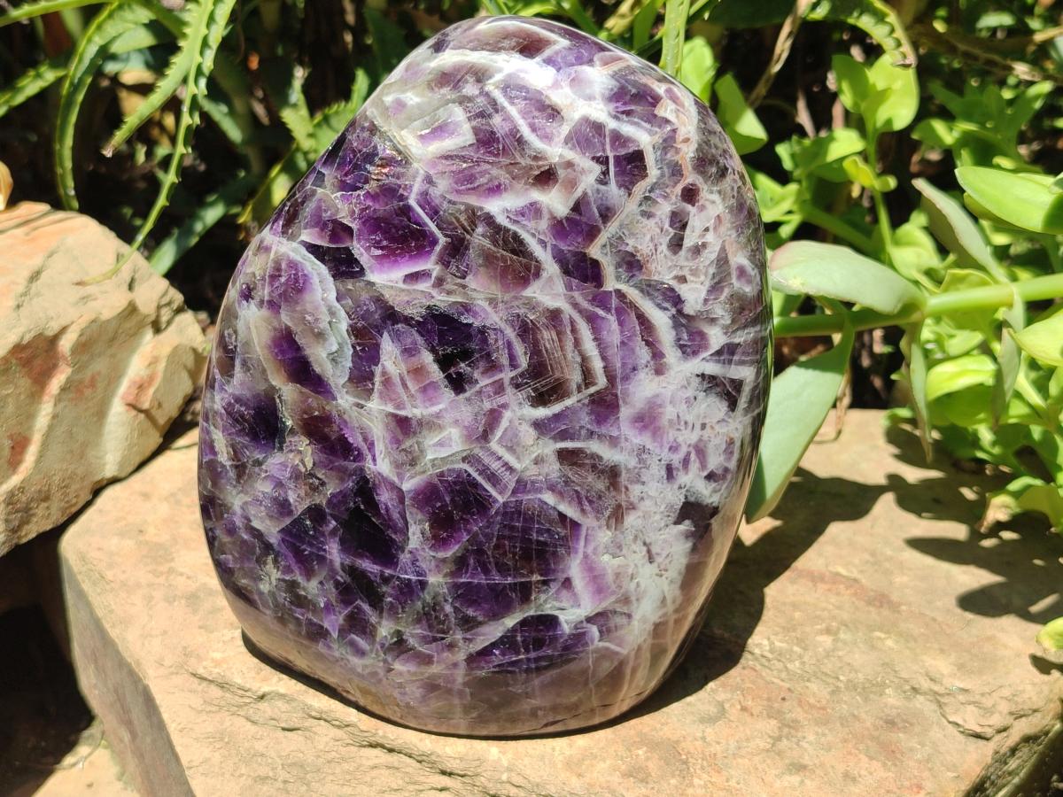 Polished Large Purple Chevron Amethyst Standing Free Form x 1 From Madagascar