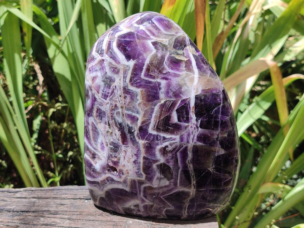 Polished Large Purple Chevron Amethyst Standing Free Form x 1 From Madagascar