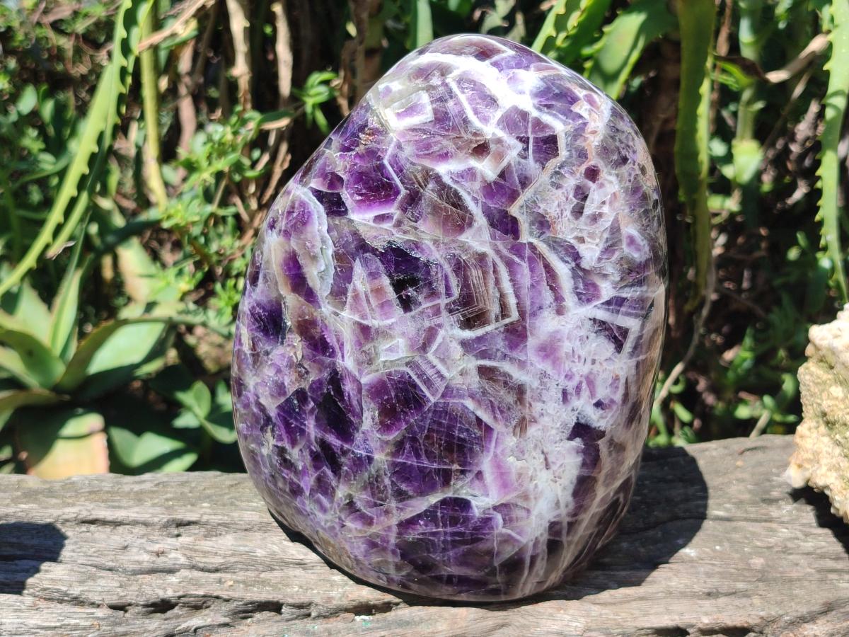 Polished Large Purple Chevron Amethyst Standing Free Form x 1 From Madagascar