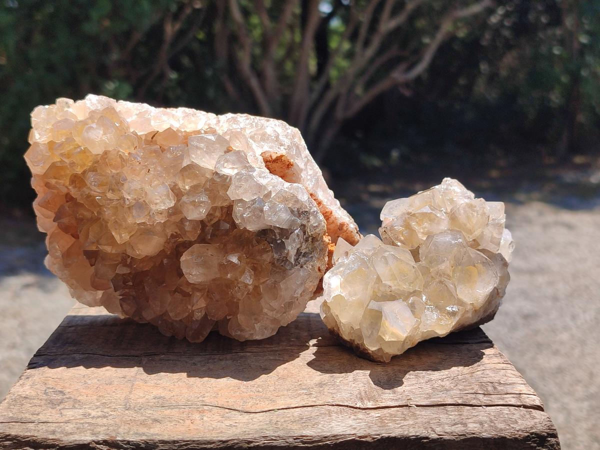Natural Golden Limonite Quartz Clusters With Goethite Inclusions x 3 From Solwezi, Zambia - Toprock Gemstones and Minerals 