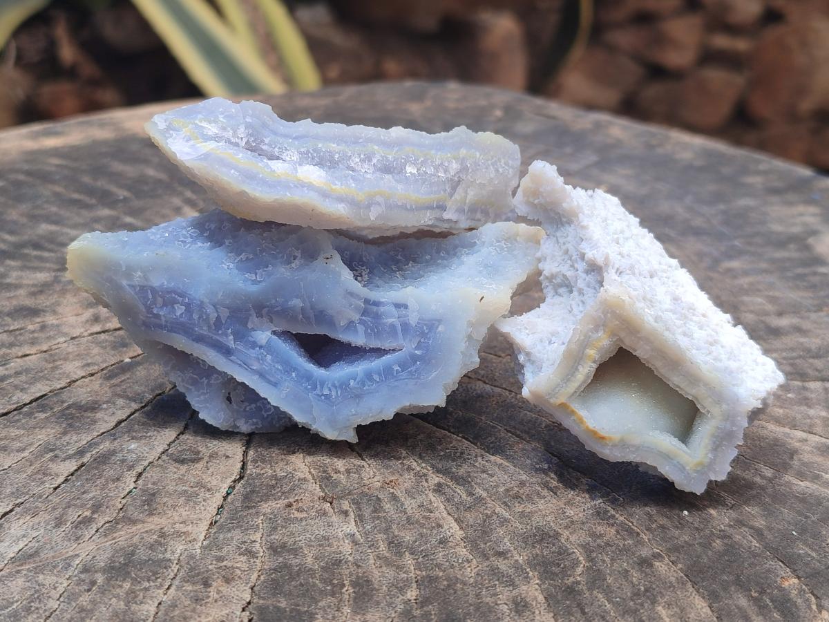 Natural Etched Blue Lace Agate Specimens x 12 From Nsanje, Malawi - Toprock Gemstones and Minerals 