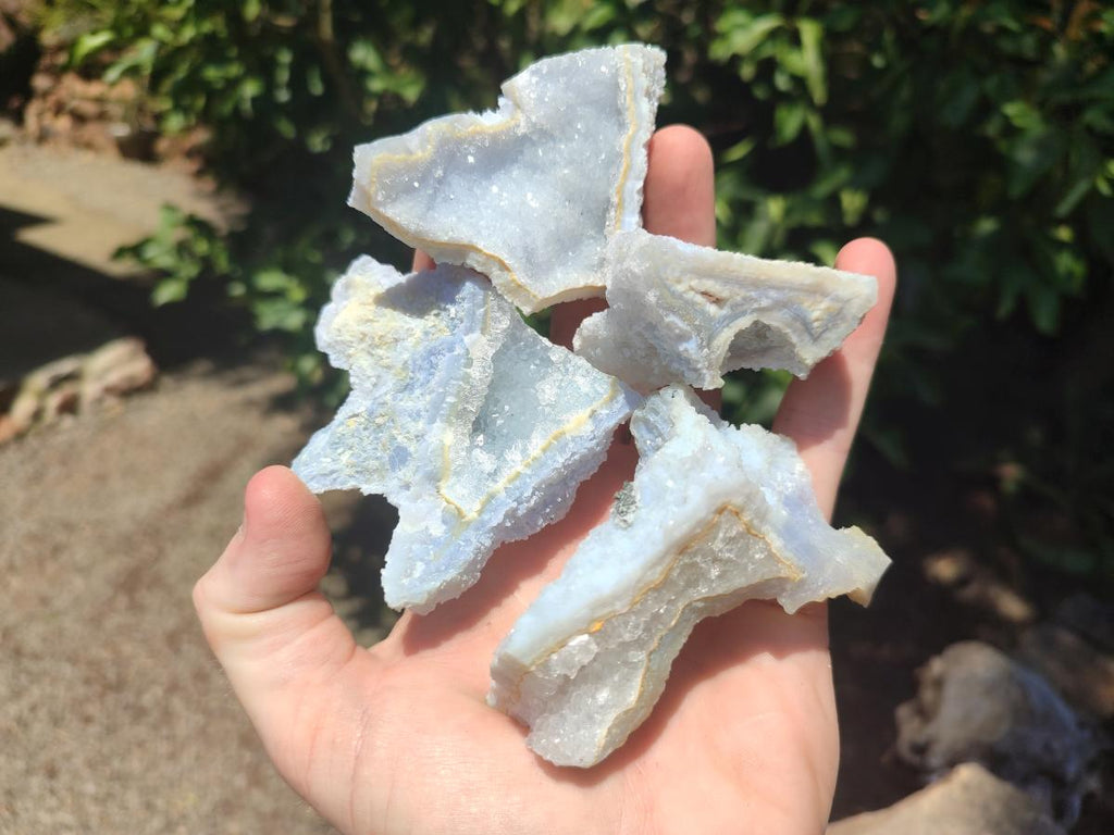 Natural Etched Blue Lace Agate Specimens x 12 From Nsanje, Malawi - Toprock Gemstones and Minerals 