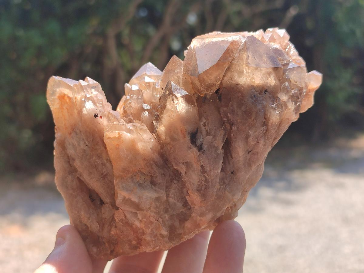 Natural Smokey Phantom Quartz Clusters x 4 From Luena, Congo - Toprock Gemstones and Minerals 