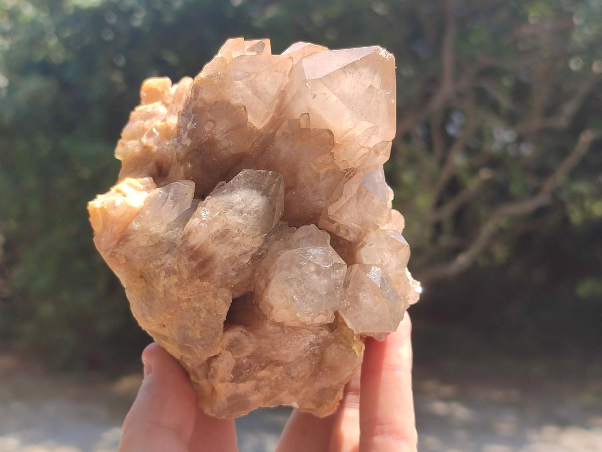 Natural Smokey Phantom Quartz Clusters x 4 From Luena, Congo - Toprock Gemstones and Minerals 
