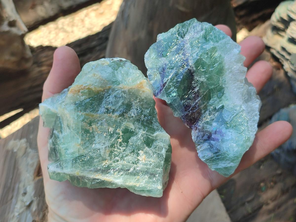 Natural Watermelon Fluorite Cobbed Specimens x 6 From Uis, Namibia - Toprock Gemstones and Minerals 