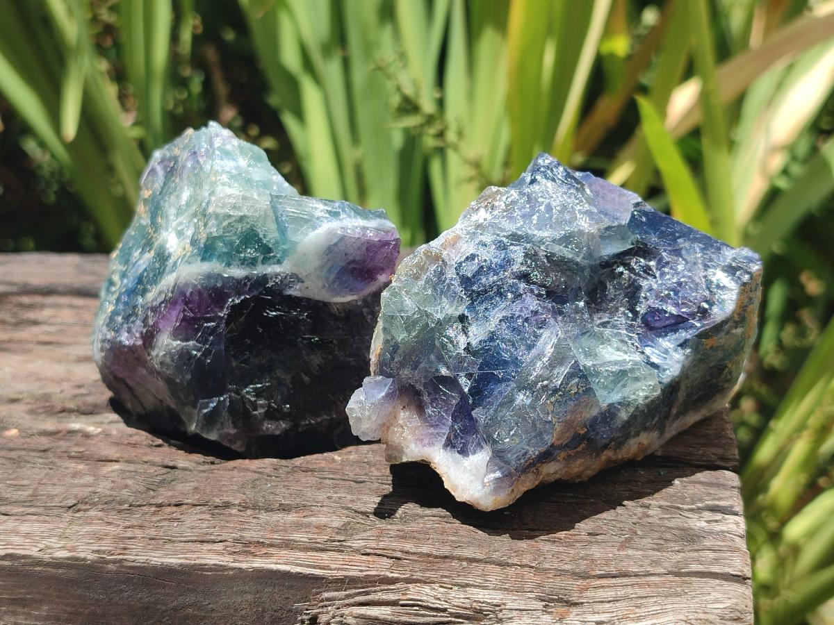 Natural Watermelon Fluorite Cobbed Specimens x 6 From Uis, Namibia - Toprock Gemstones and Minerals 