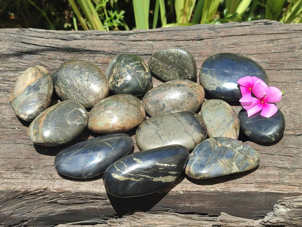 Polished Basalt Pharaoh Stone Galets x 14 From Iron Duke Mine, Zimbabwe - Toprock Gemstones and Minerals 