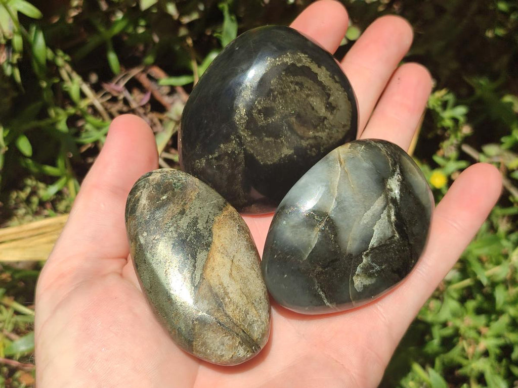 Polished Basalt Pharaoh Stone Galets x 14 From Iron Duke Mine, Zimbabwe - Toprock Gemstones and Minerals 
