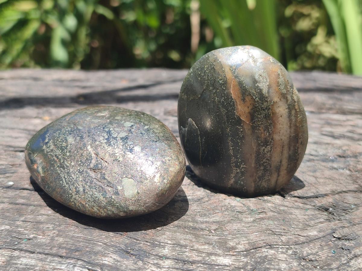 Polished Basalt Pharaoh Stone Galets x 14 From Iron Duke Mine, Zimbabwe - Toprock Gemstones and Minerals 