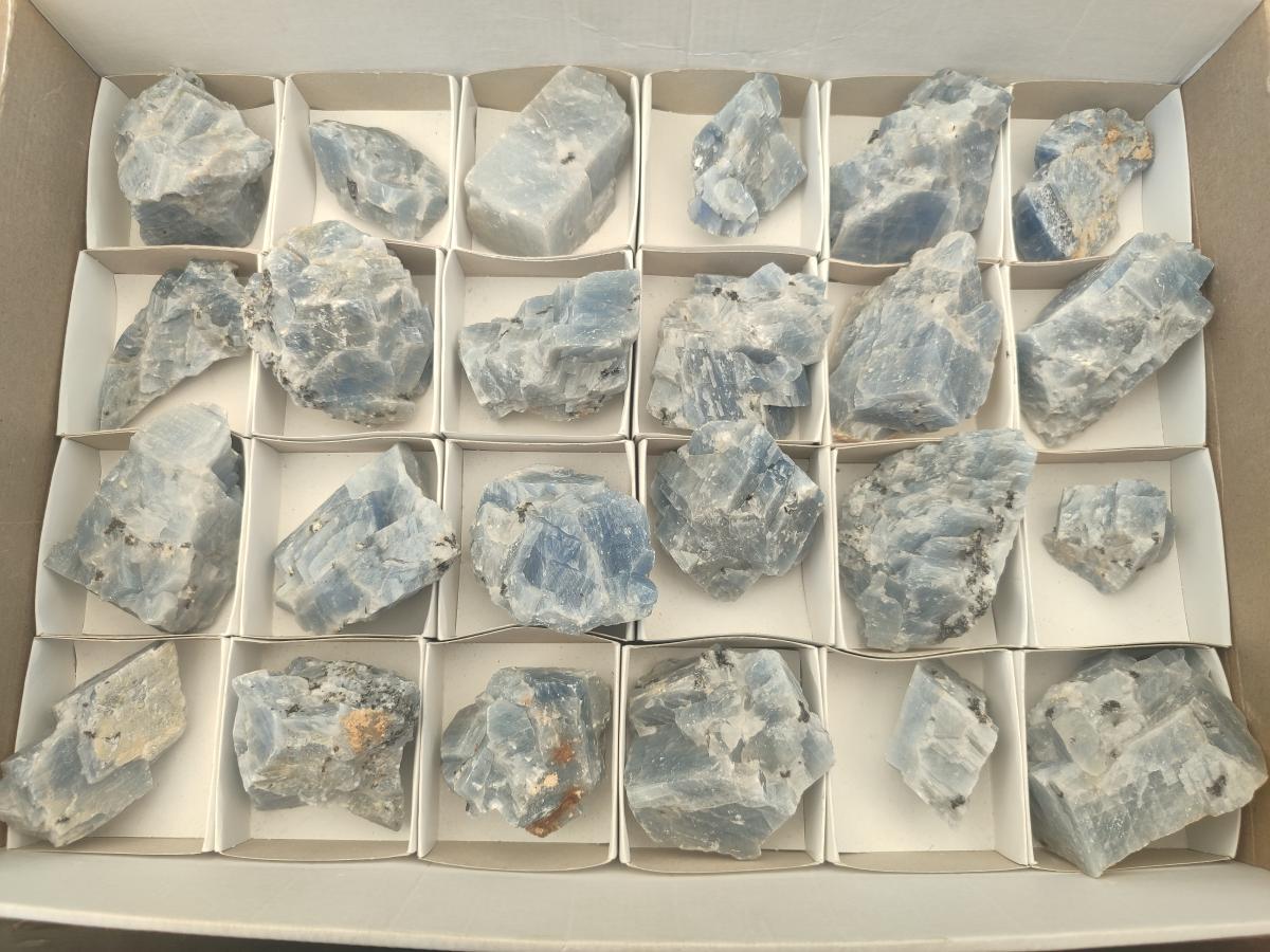 Natural Sky Blue Calcite Specimens x 24 From Spitzkop, Namibia - Toprock Gemstones and Minerals 