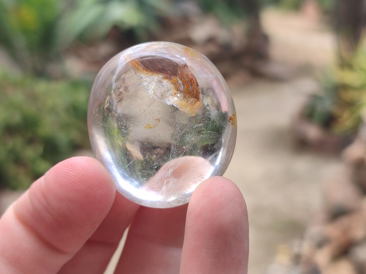Polished Clear, Smokey And Girasol Quartz Galets x 24 From Madagascar - Toprock Gemstones and Minerals 