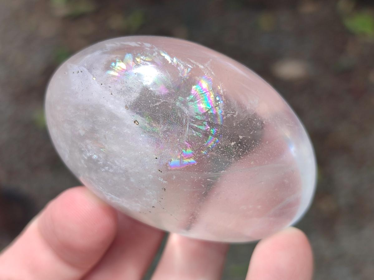 Polished Clear, Smokey And Girasol Quartz Galets x 24 From Madagascar - Toprock Gemstones and Minerals 