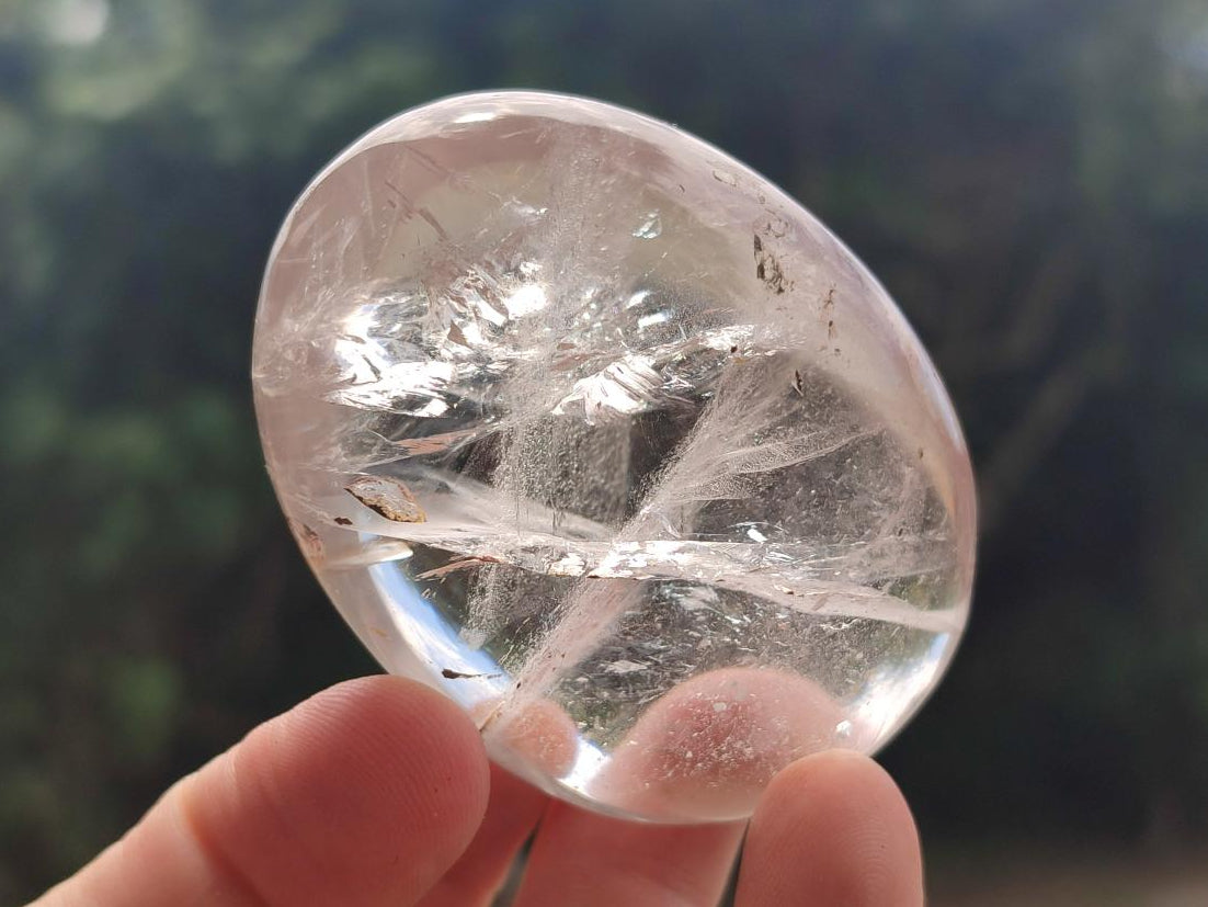 Polished Clear, Smokey And Girasol Quartz Galets x 24 From Madagascar - Toprock Gemstones and Minerals 