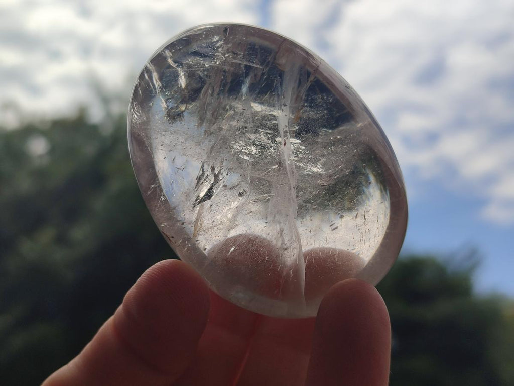 Polished Clear, Smokey And Girasol Quartz Galets x 24 From Madagascar - Toprock Gemstones and Minerals 