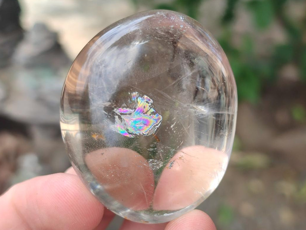 Polished Clear, Smokey And Girasol Quartz Galets x 24 From Madagascar - Toprock Gemstones and Minerals 