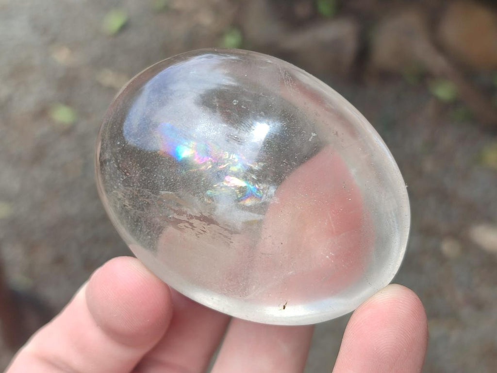 Polished Clear, Smokey And Girasol Quartz Galets x 24 From Madagascar - Toprock Gemstones and Minerals 