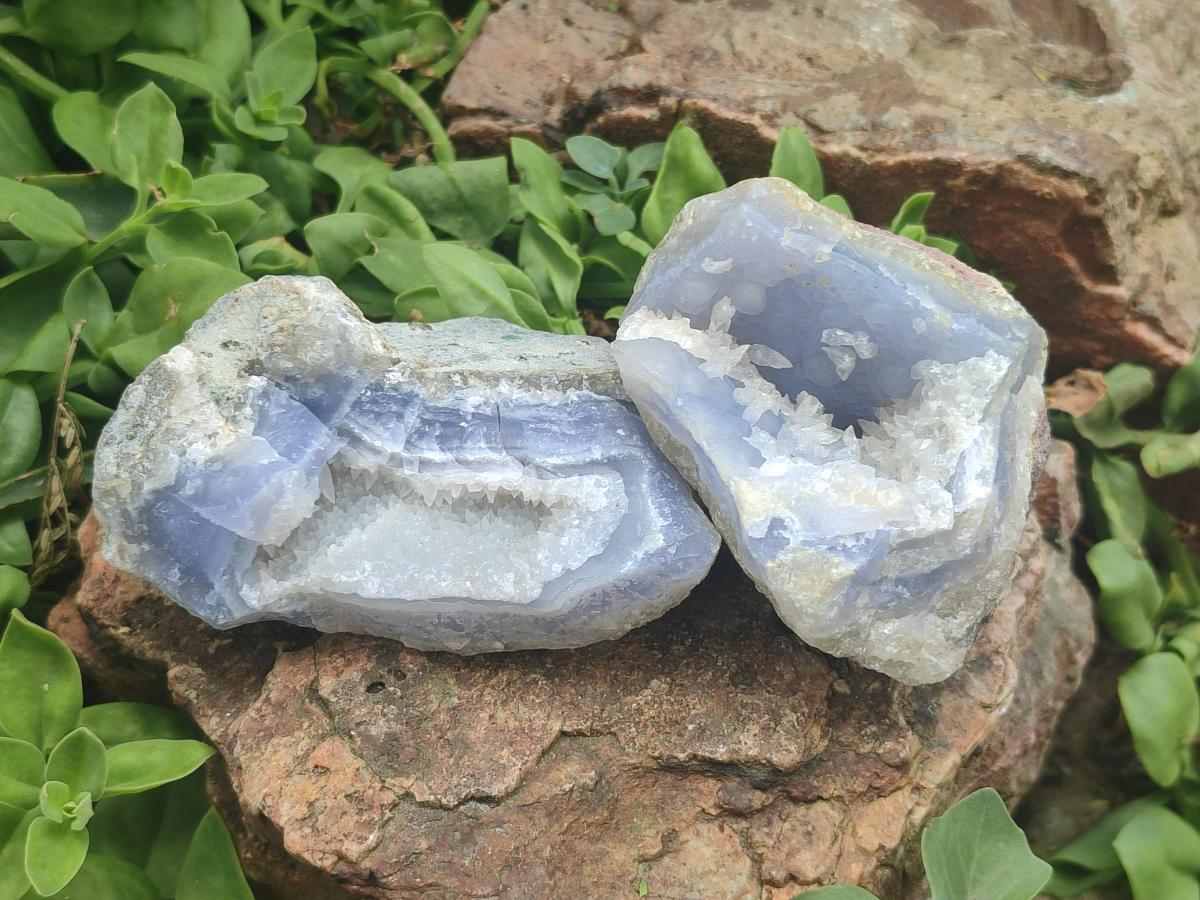 Natural Blue Lace Agate Geode and Cluster Specimens x 14 From Nsanje, Malawi - Toprock Gemstones and Minerals 
