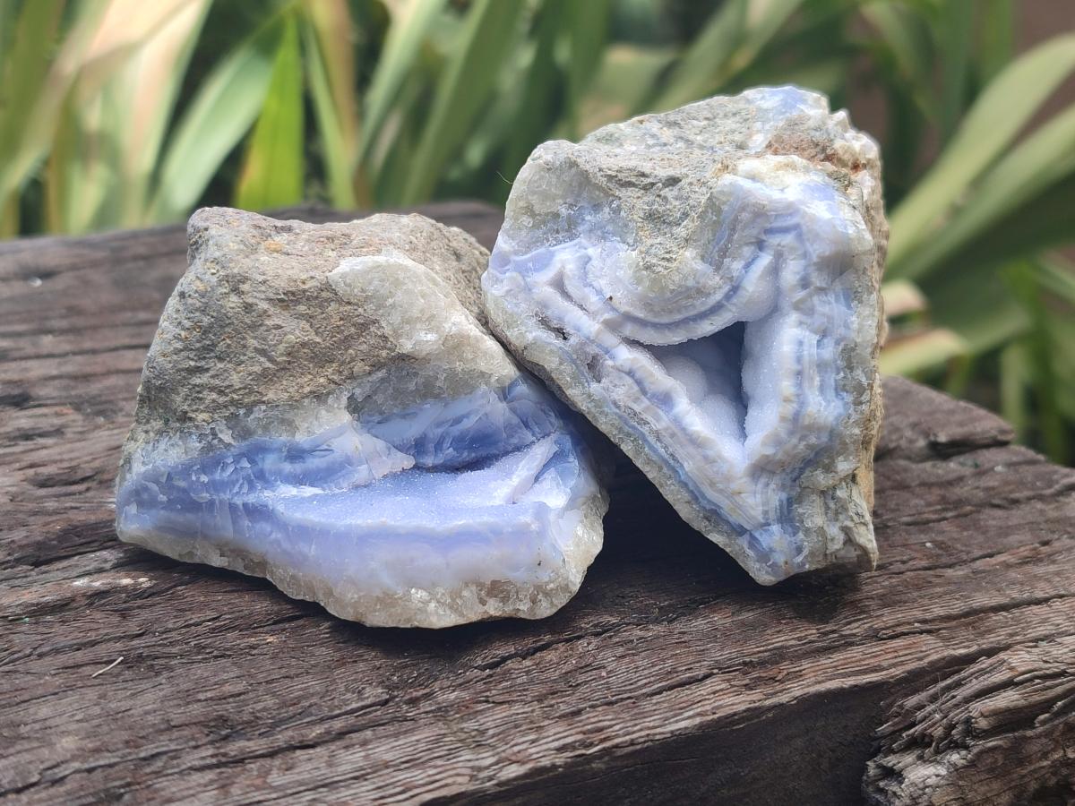 Natural Blue Lace Agate Geode and Cluster Specimens x 14 From Nsanje, Malawi - Toprock Gemstones and Minerals 