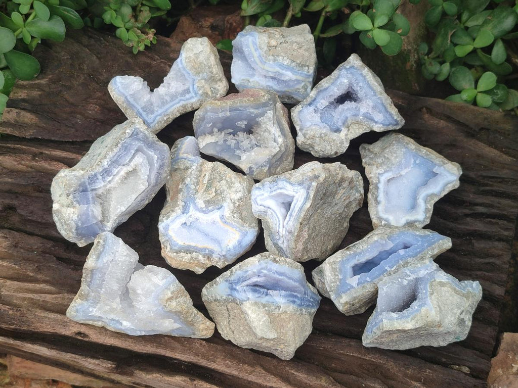 Natural Blue Lace Agate Geode and Cluster Specimens x 14 From Nsanje, Malawi - Toprock Gemstones and Minerals 
