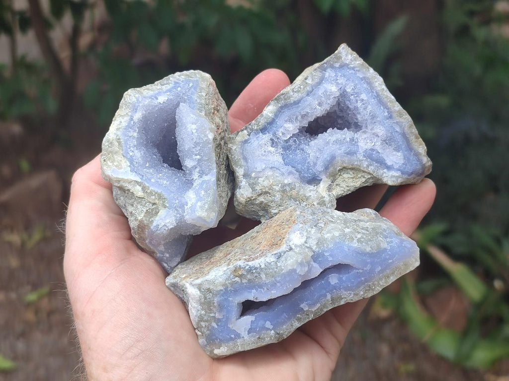 Natural Blue Lace Agate Geode and Cluster Specimens x 14 From Nsanje, Malawi - Toprock Gemstones and Minerals 