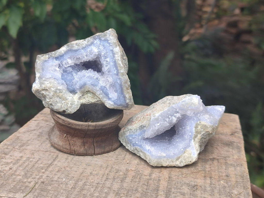 Natural Blue Lace Agate Geode and Cluster Specimens x 14 From Nsanje, Malawi - Toprock Gemstones and Minerals 