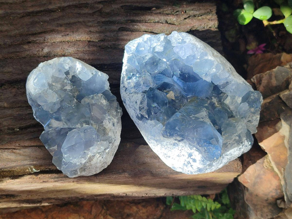 Natural Blue Celestite Cluster Specimens x 2 From Sakoany, Madagascar