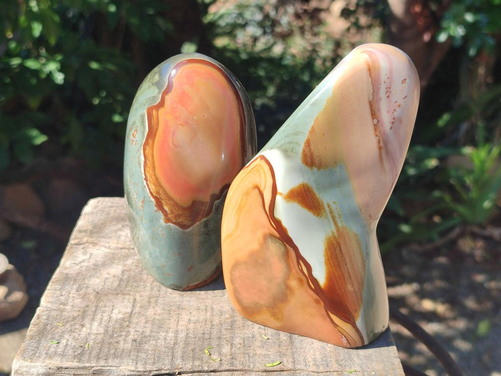 Polished Polychrome Jasper Standing Free Forms x 3 From NW Coast, Madagascar - Toprock Gemstones and Minerals 