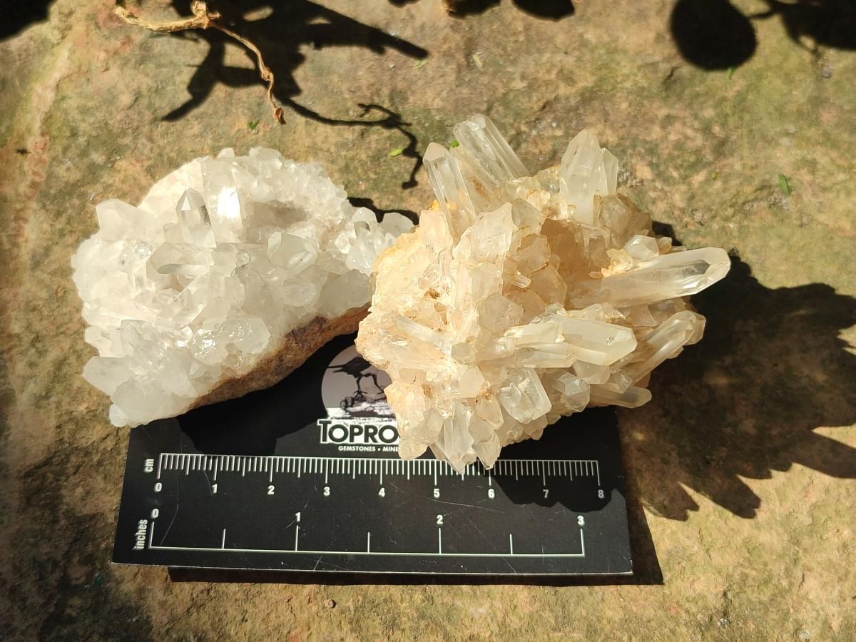 Natural Clear Quartz Clusters x 12 From Madagascar
