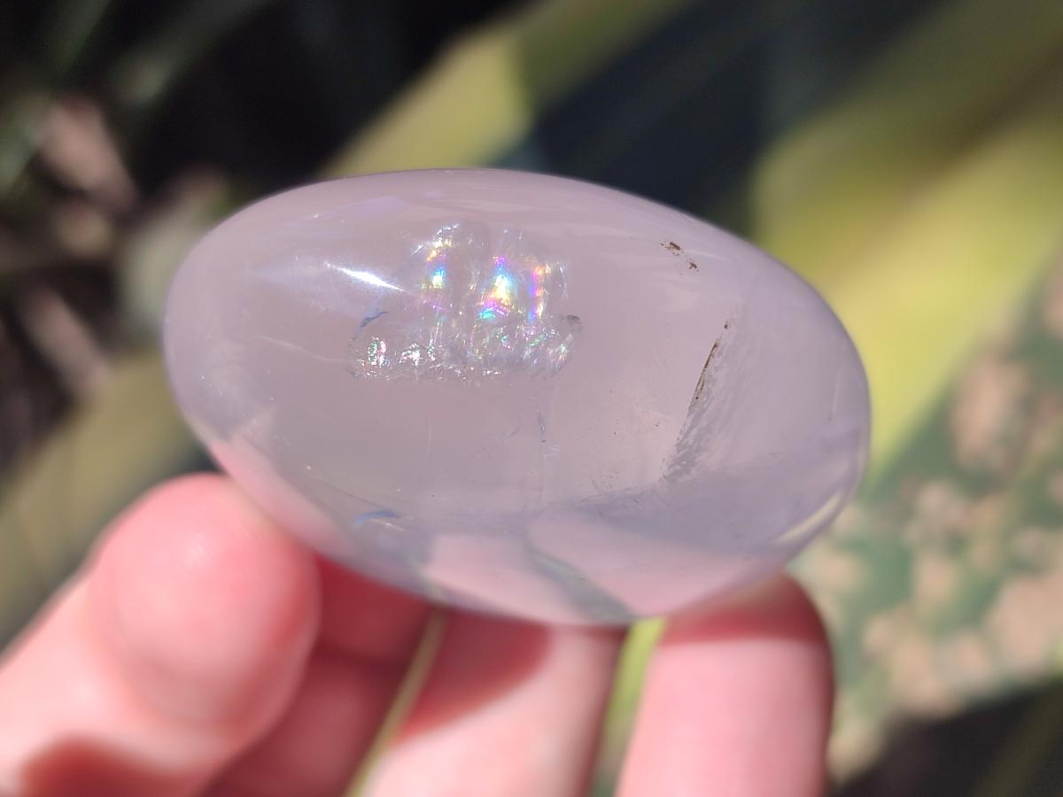 Polished Girasol Pearl Quartz Palm Stones x 24 From Ambatondrazaka, Madagascar - Toprock Gemstones and Minerals 