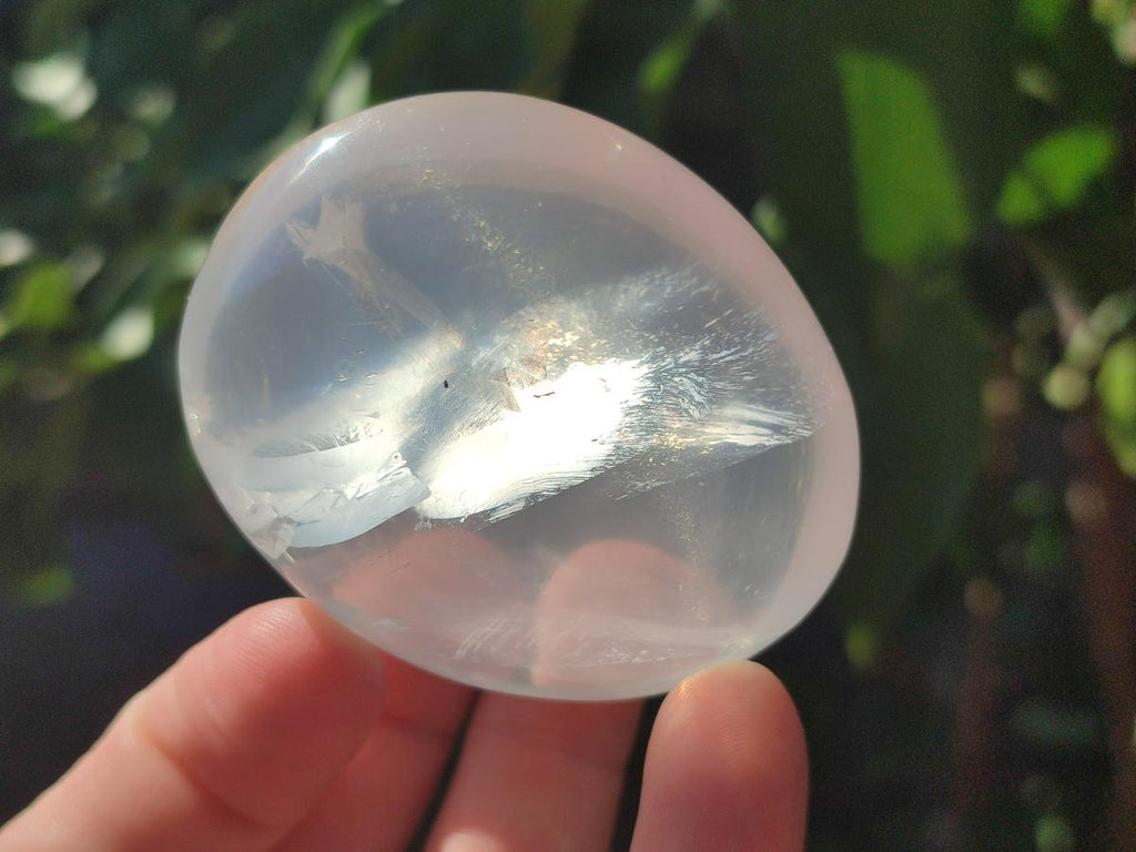 Polished Girasol Pearl Quartz Palm Stones x 24 From Ambatondrazaka, Madagascar - Toprock Gemstones and Minerals 